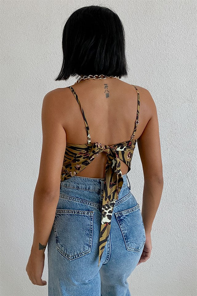 Halter Animal Print Blouse