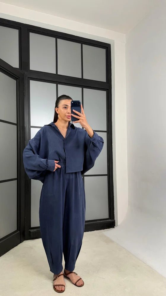 The Luna Tencel Set Navy