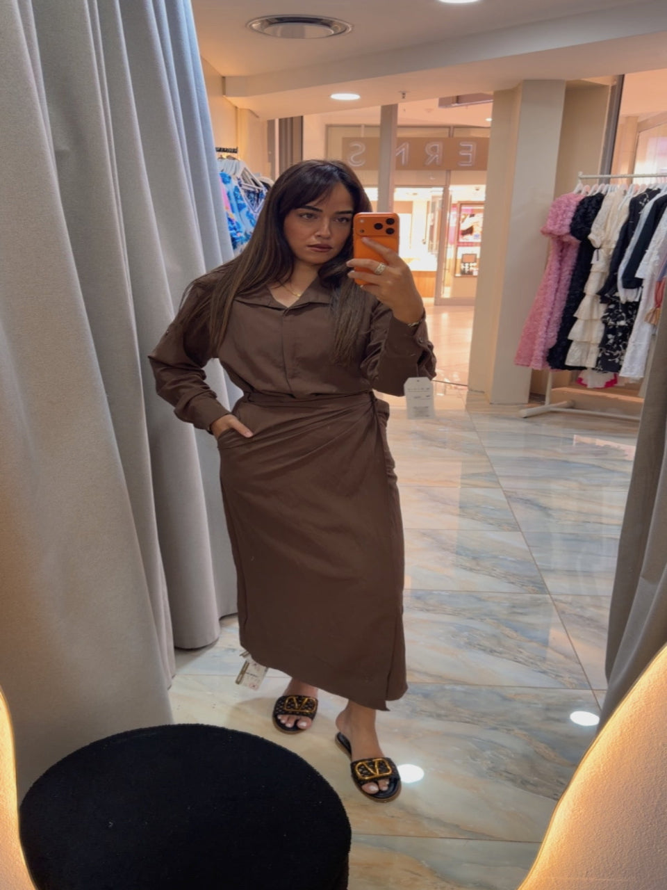 Soft Wrap Dress STD Size Brown