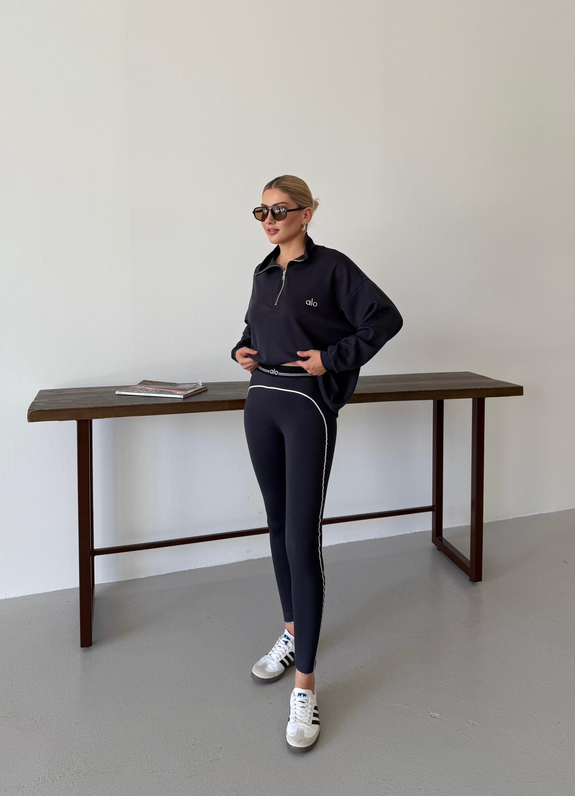 Long Sleeve Zip Top + Matching Tights - Anthracite