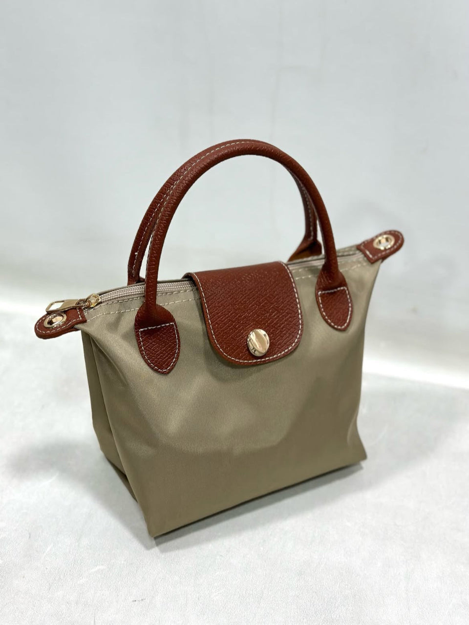 Mini City Zip Tote Olive – Nylon & Faux Leather