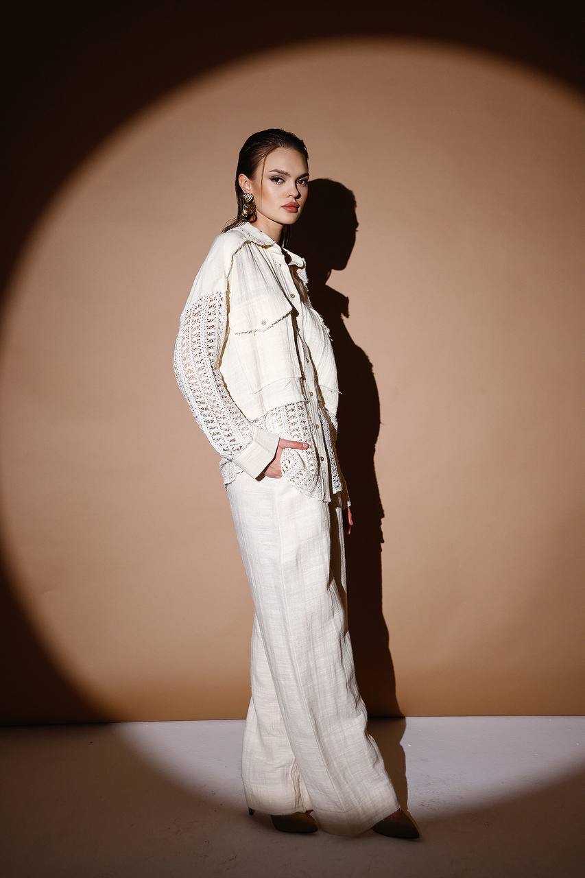 Oversized Crochet Detail Top Only (Pants Sold Seperately)