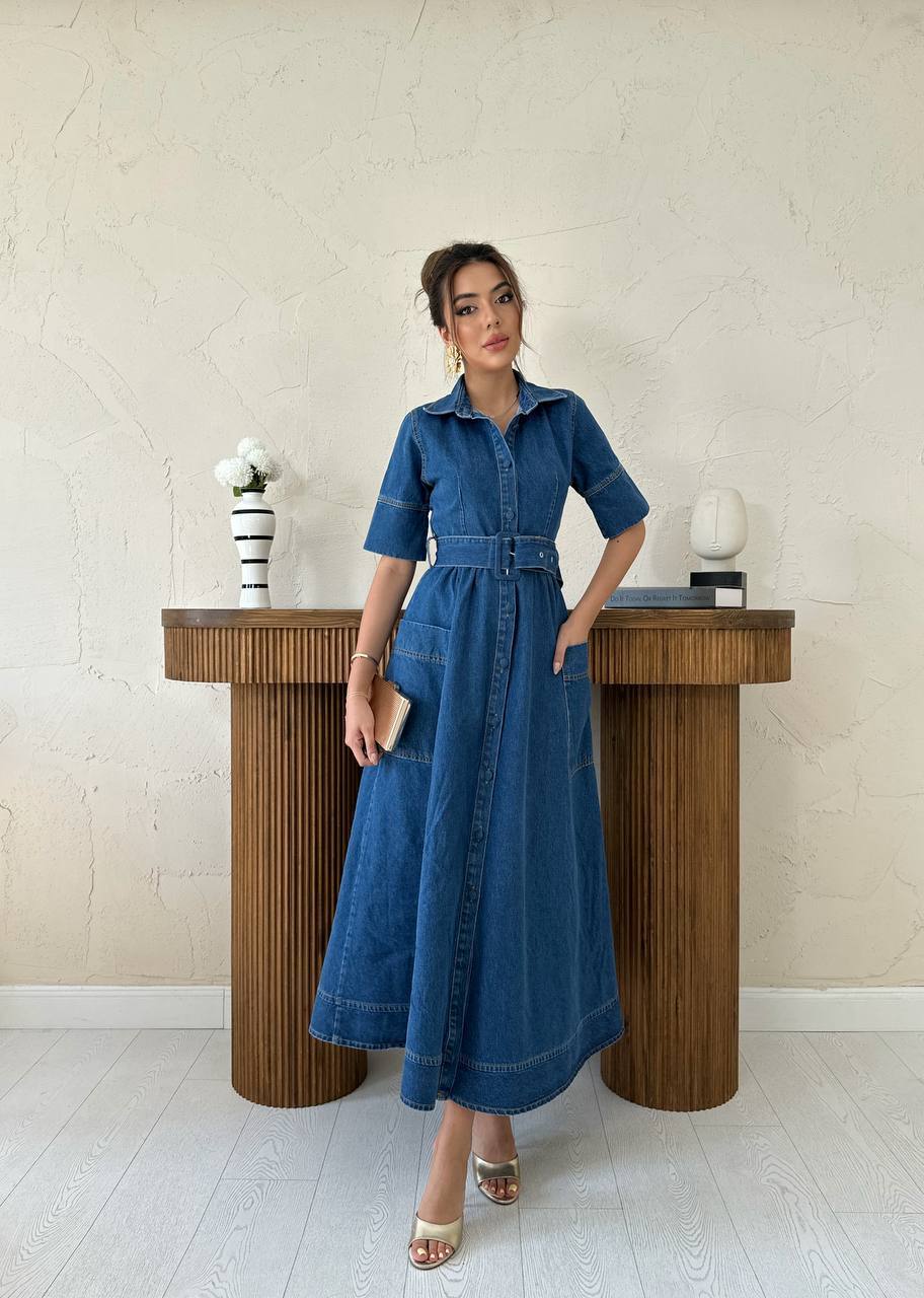 Structured Longline Denim Dress