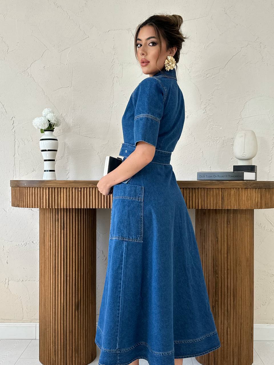 Structured Longline Denim Dress