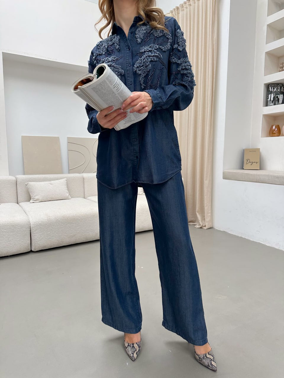 The Elowen Beaded Denim Set
