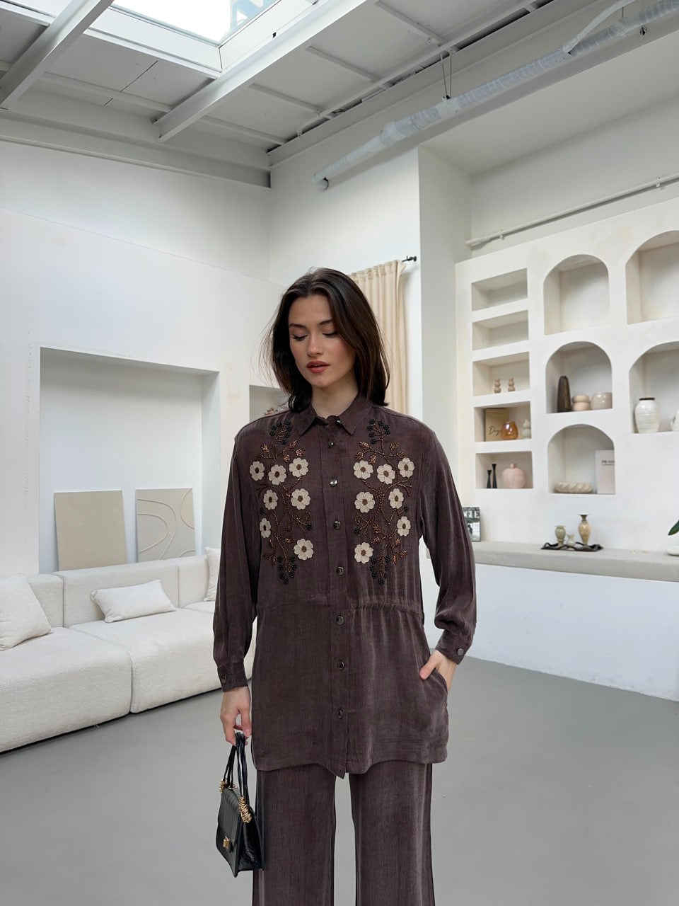 Cocoa Blossom Lyocell Fabric Floral Co Ord