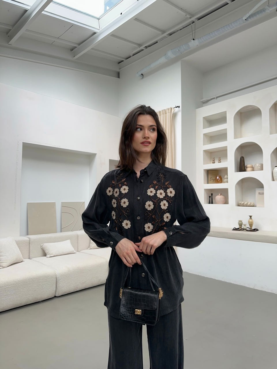 Noir Petal Lyocell Fabric Floral Co Ord