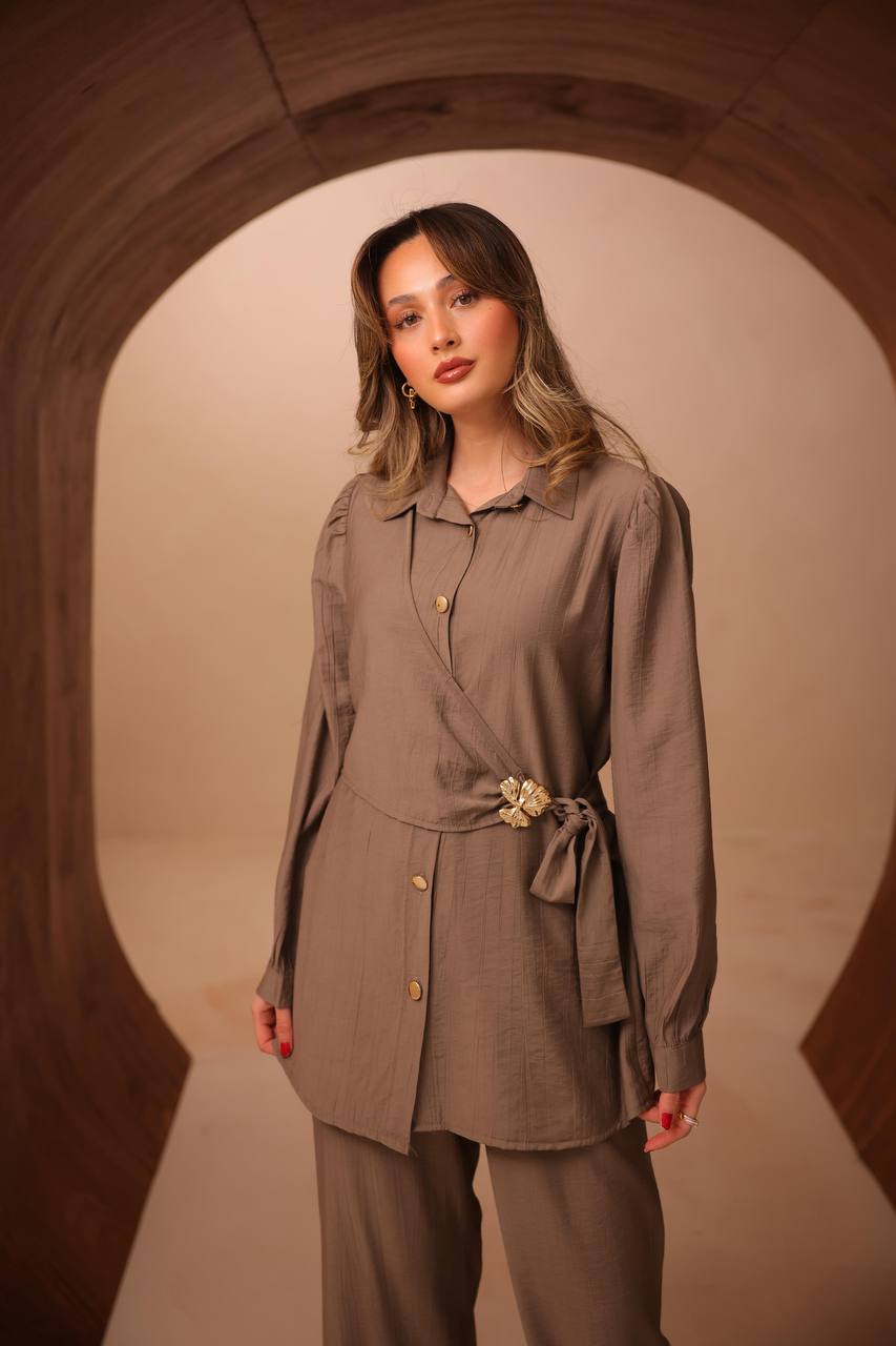 Aria Wrap Co-Ord Set Taupe