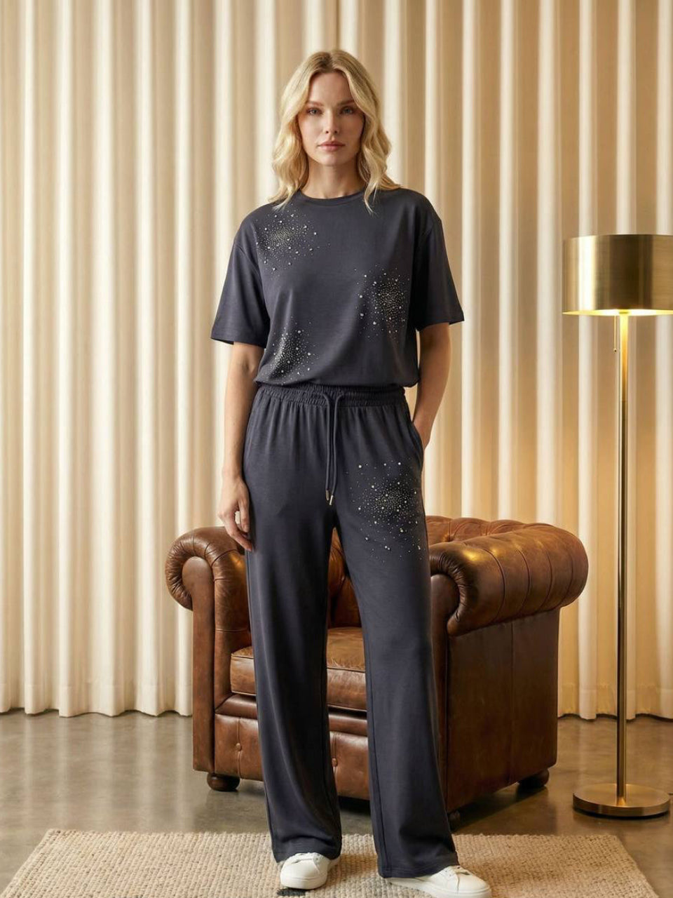 Starlight Embellished Anthracite Lounge Set