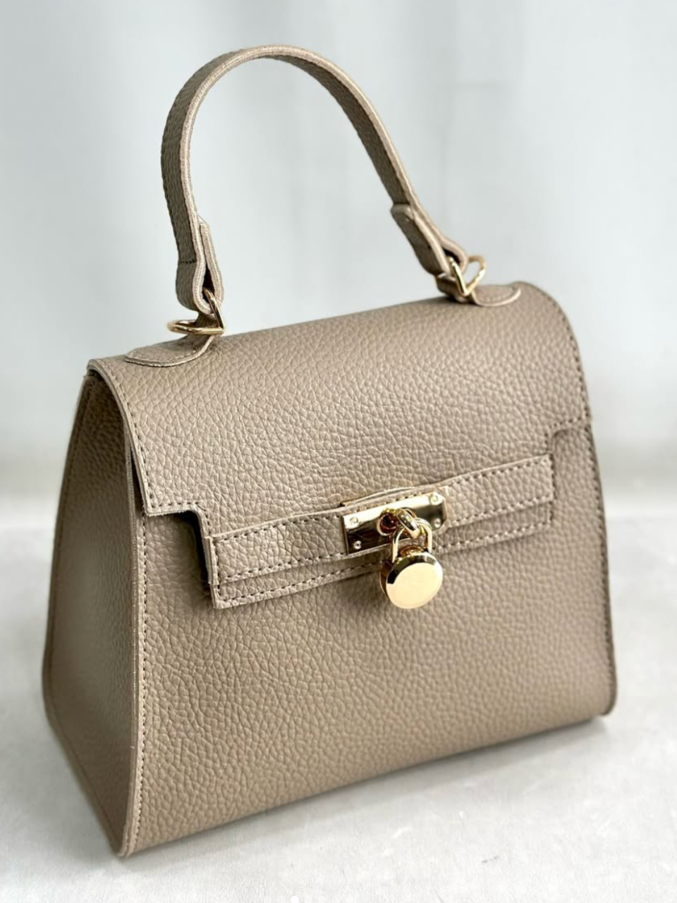 Taupe Eco-Leather Structured Mini Bag