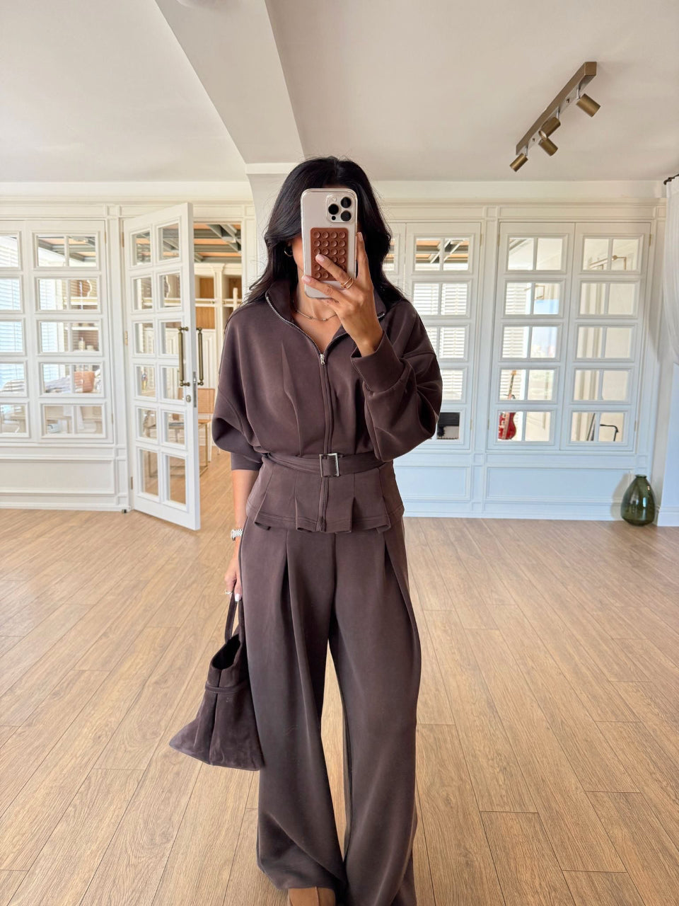Premium Modal Tracksuit Set Brown