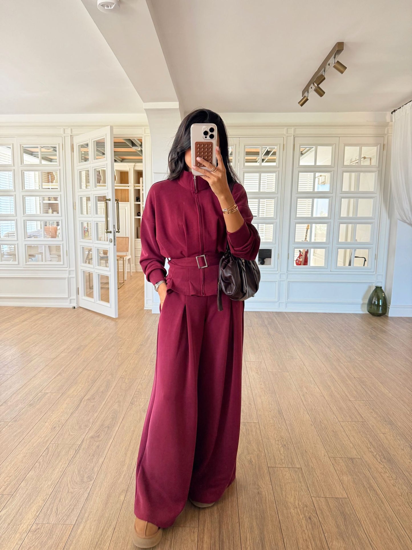 Premium Modal Tracksuit Set Bordo