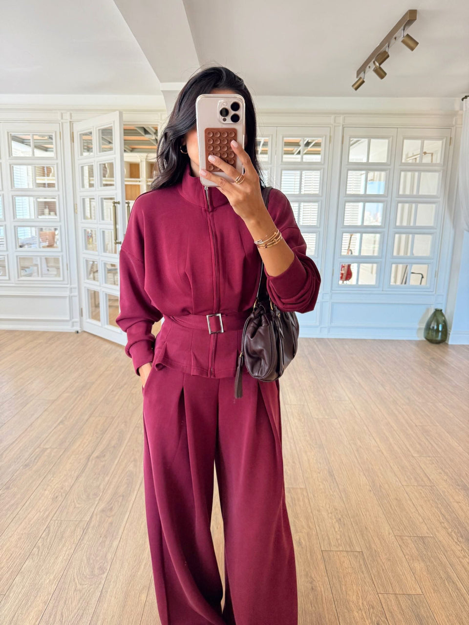 Premium Modal Tracksuit Set Bordo