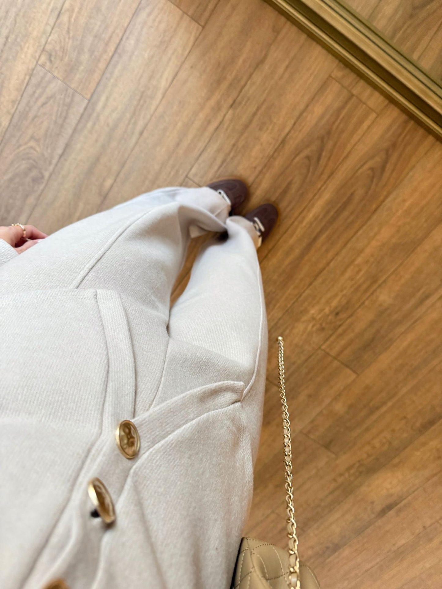 Beige Luxe Button Co-Ord Set