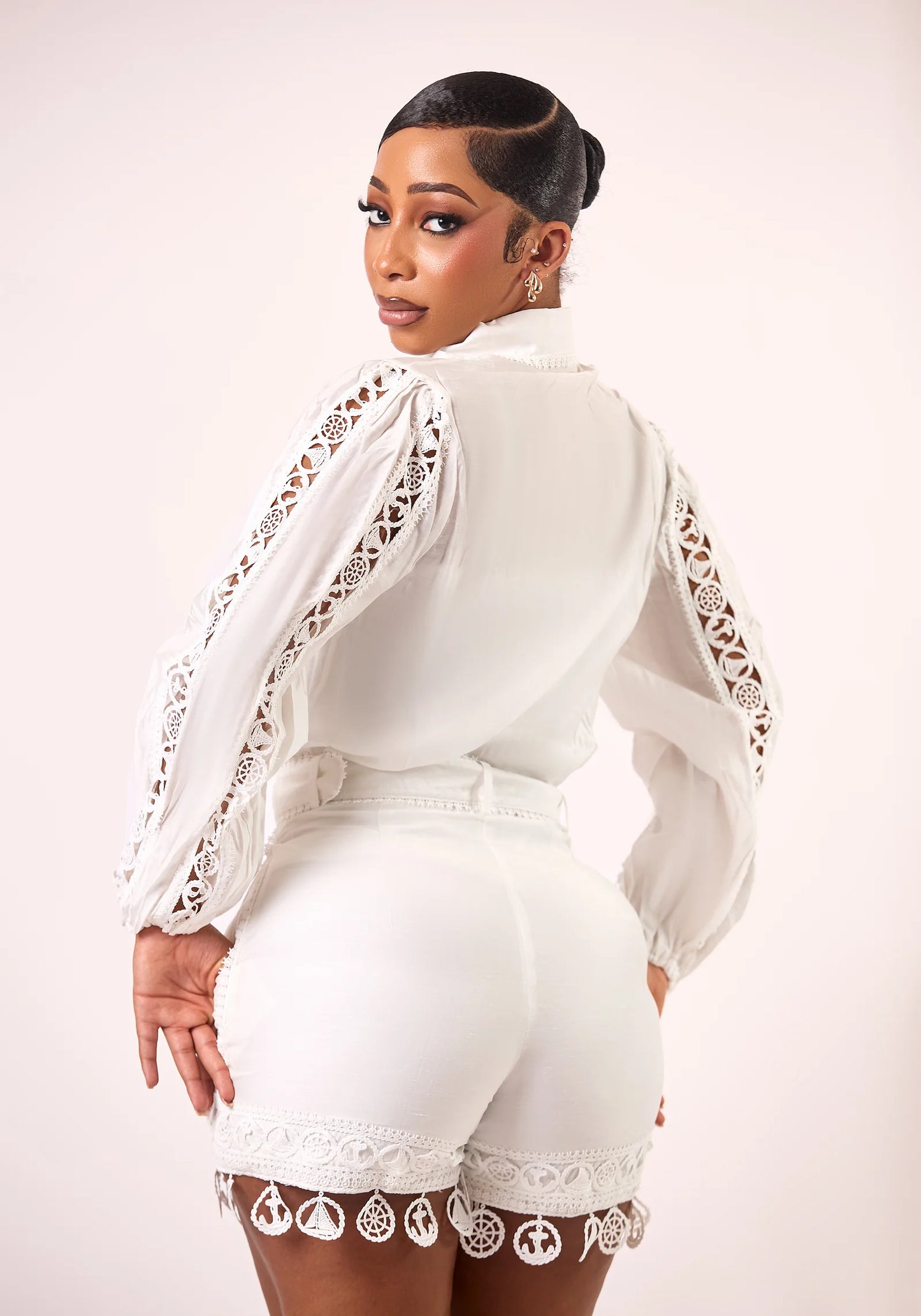 Côte Blanche Lace Shirt & Short Set