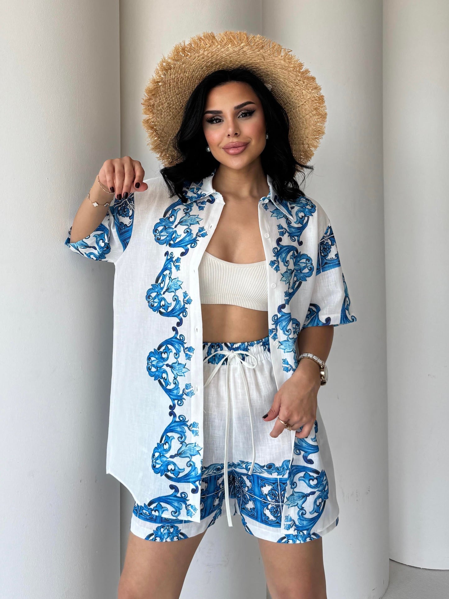 Azzurra Croc Linen Short Set