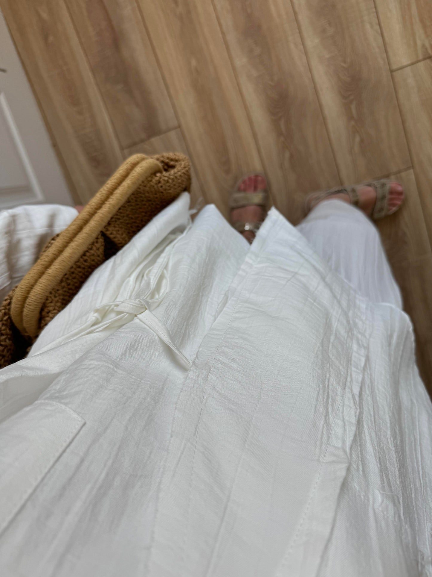 Salvar Style Pants & Kimono Side Tie Set White