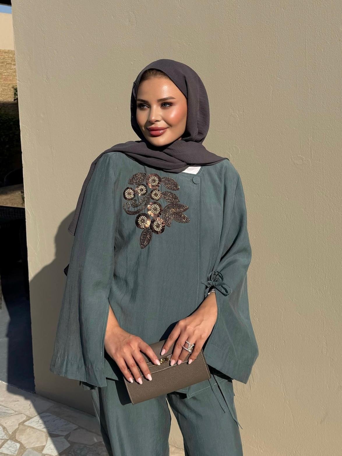 The Sahara Tie-Waist Co-Ord Set Sage