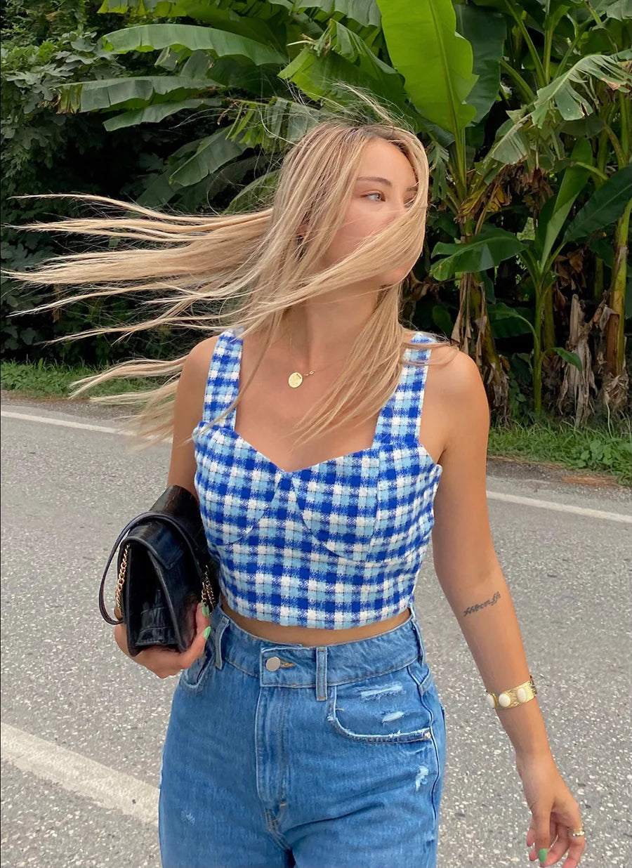 Blue Beret Crop Top