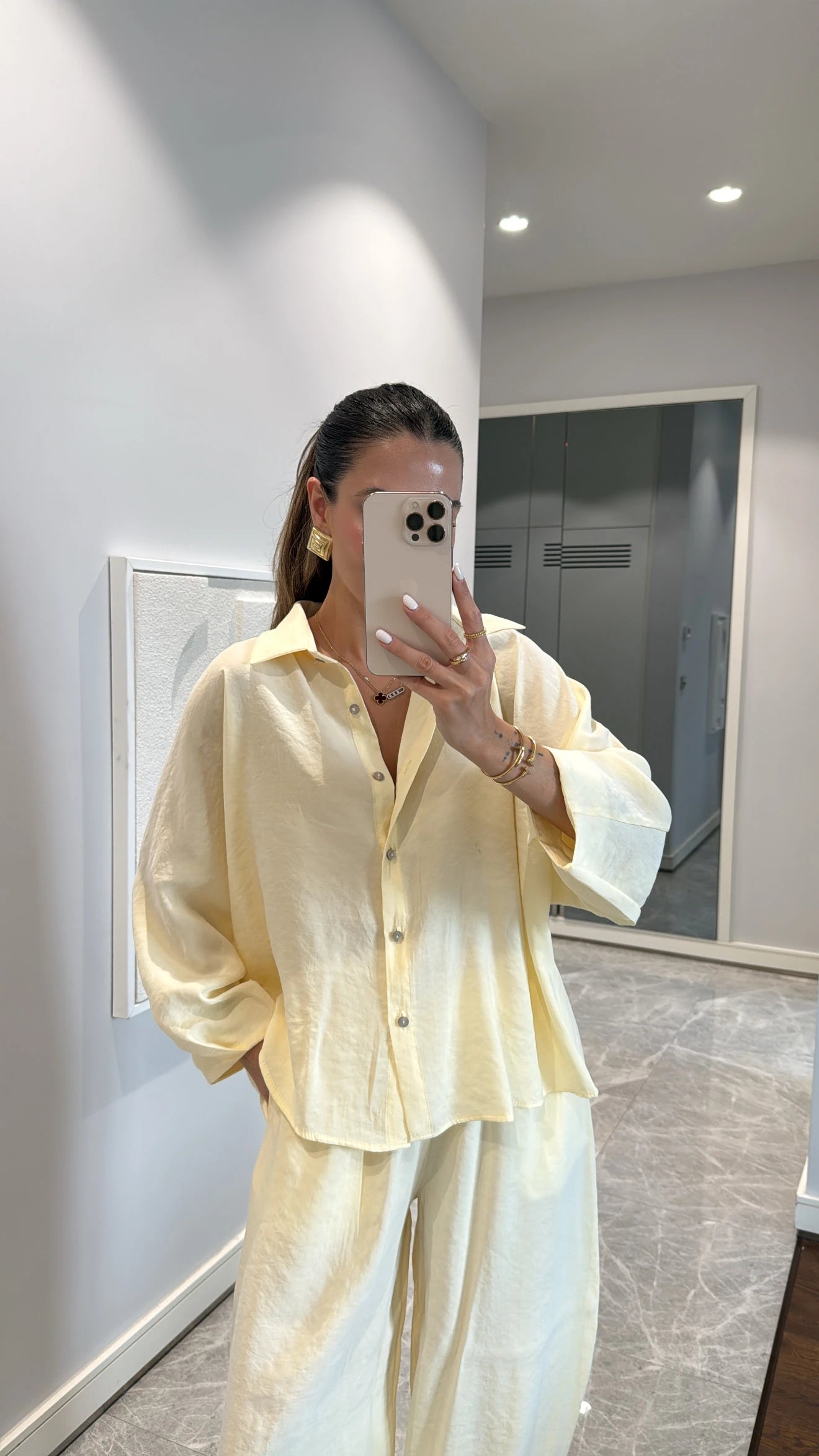 Butter Yellow Luxe Tencel Co-Ord — Relaxed Balloon Pants & Button-Down Top