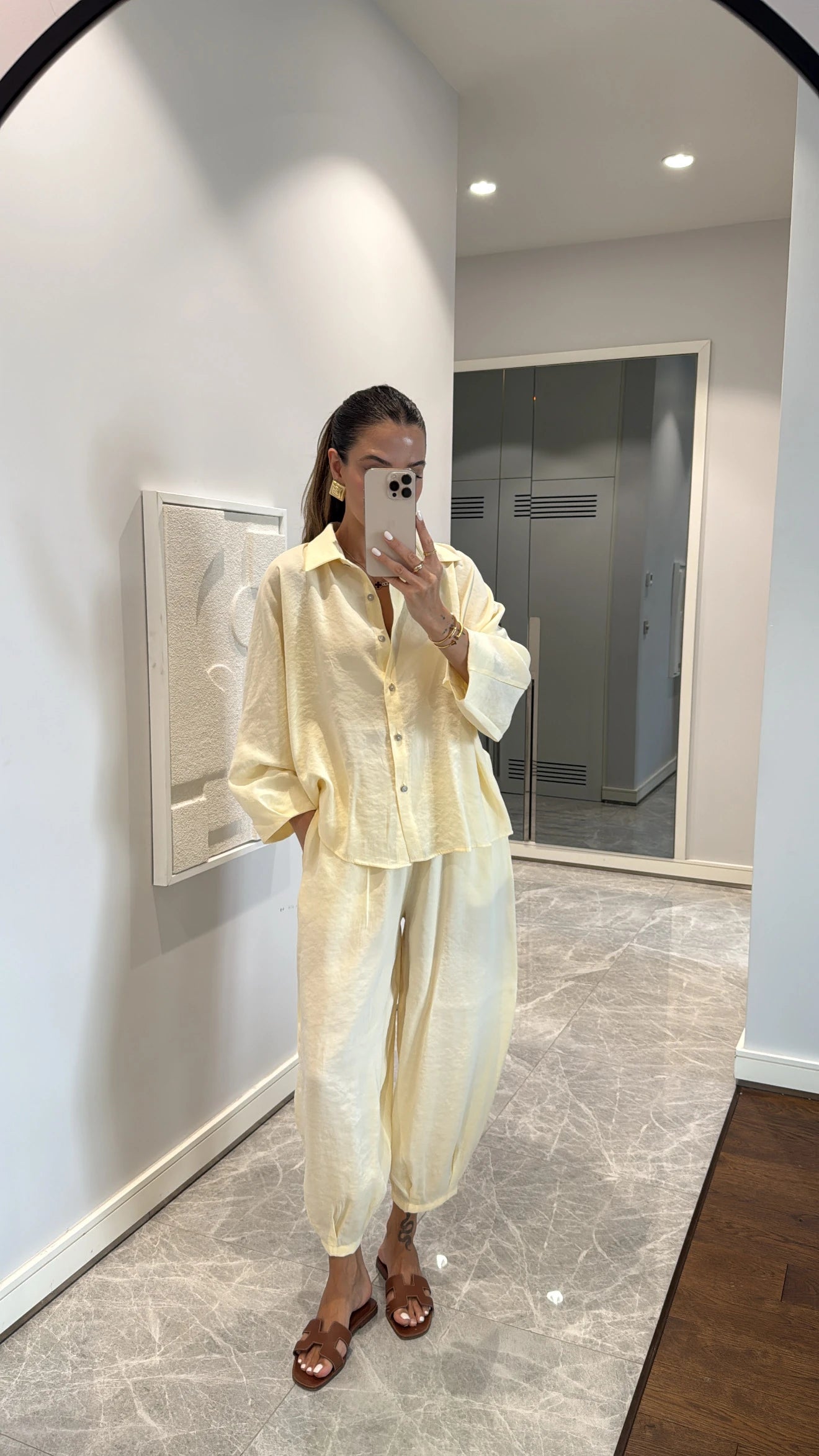 Butter Yellow Luxe Tencel Co-Ord — Relaxed Balloon Pants & Button-Down Top