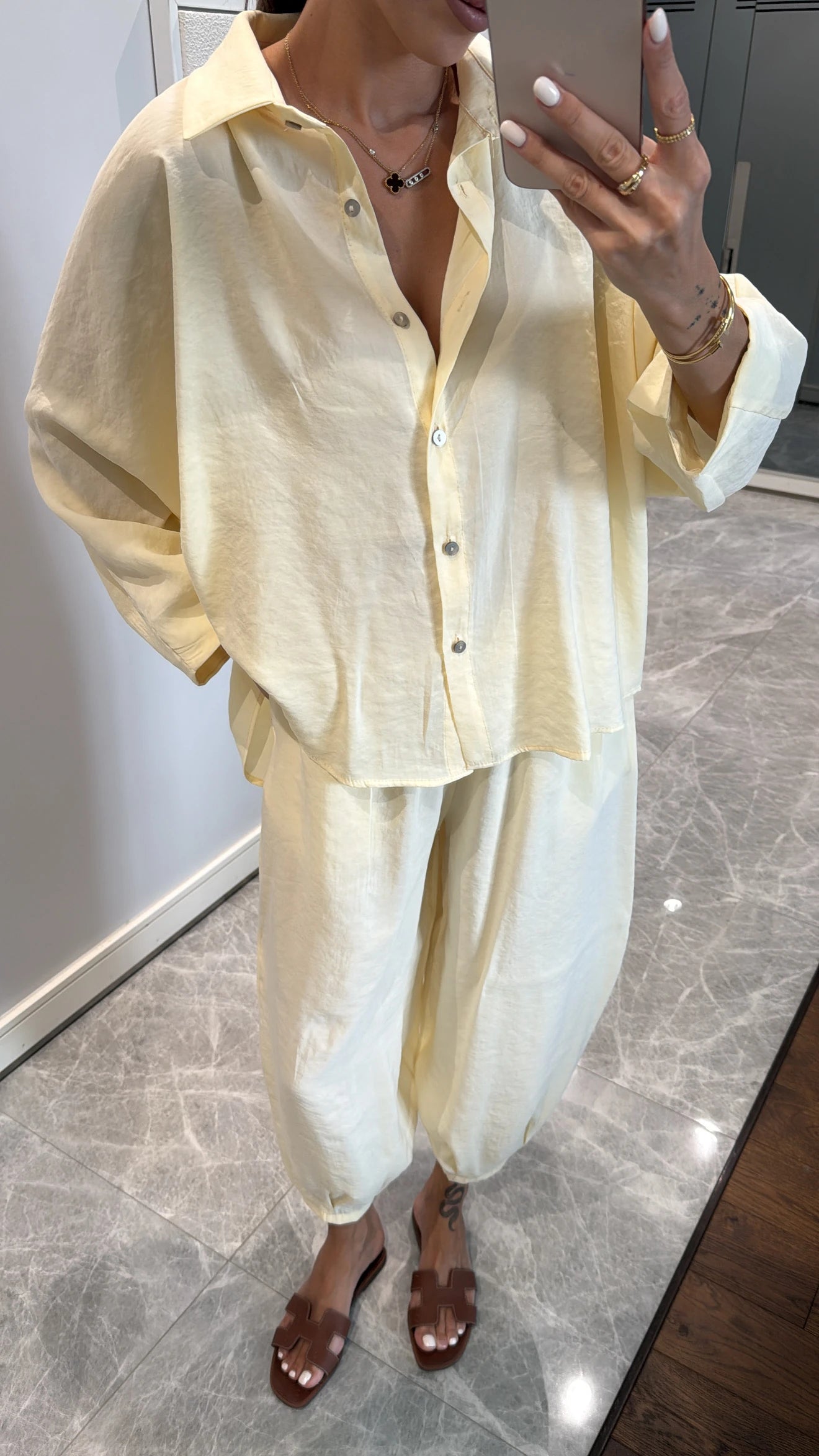 Butter Yellow Luxe Tencel Co-Ord — Relaxed Balloon Pants & Button-Down Top