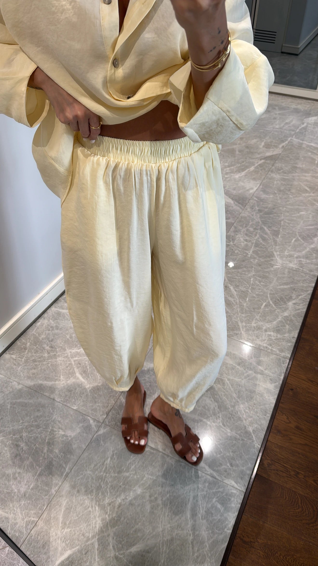 Butter Yellow Luxe Tencel Co-Ord — Relaxed Balloon Pants & Button-Down Top