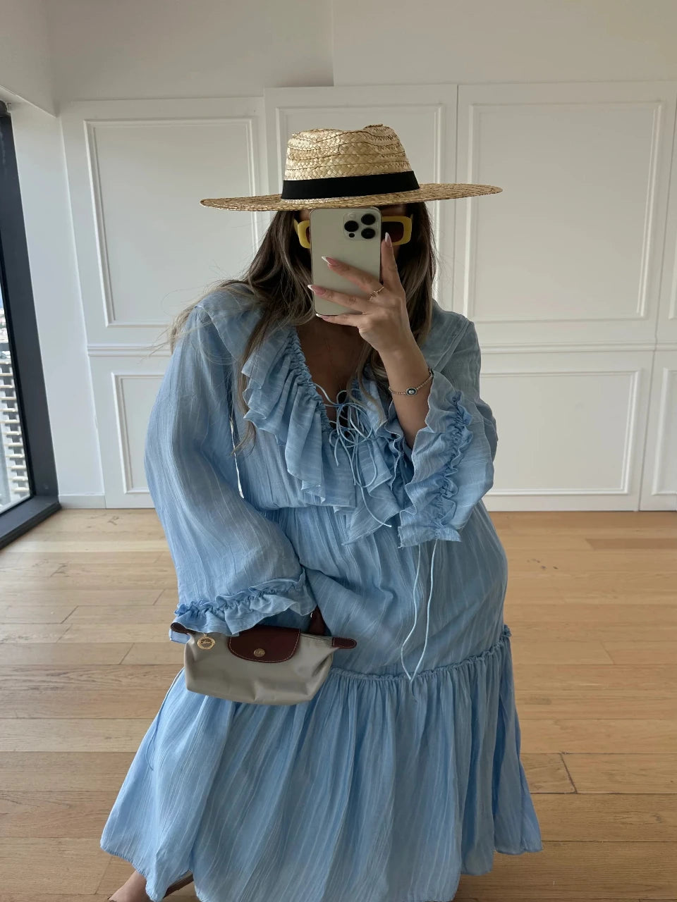 Boho Blue Ruffle Dress