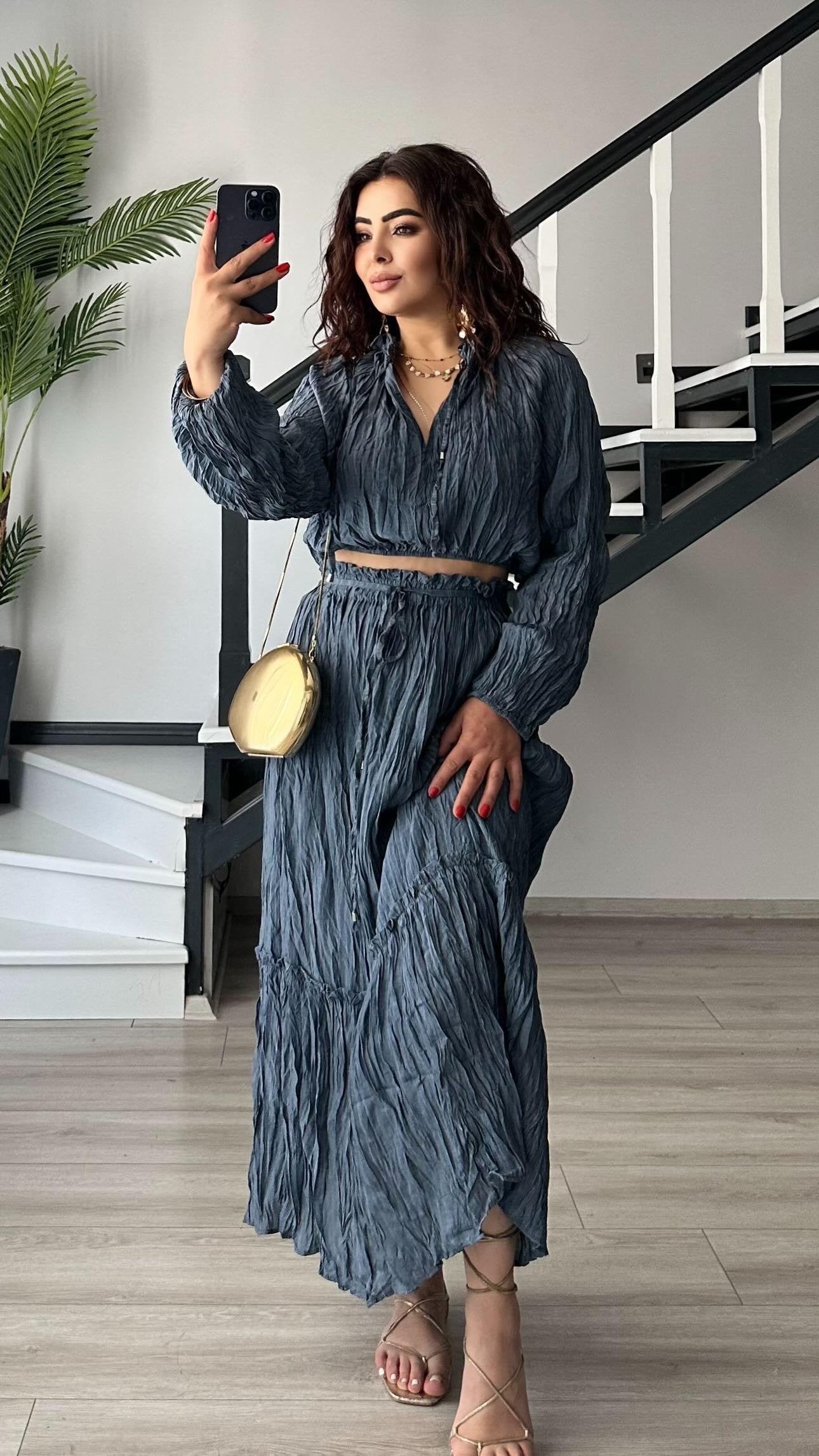 Indira Textured Skirt Set
