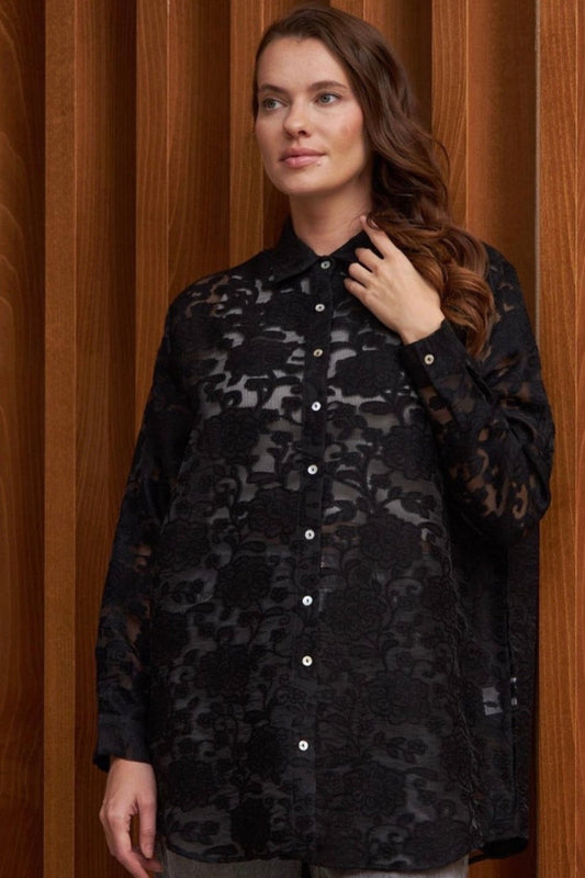 Black Embroidery Design Shirt