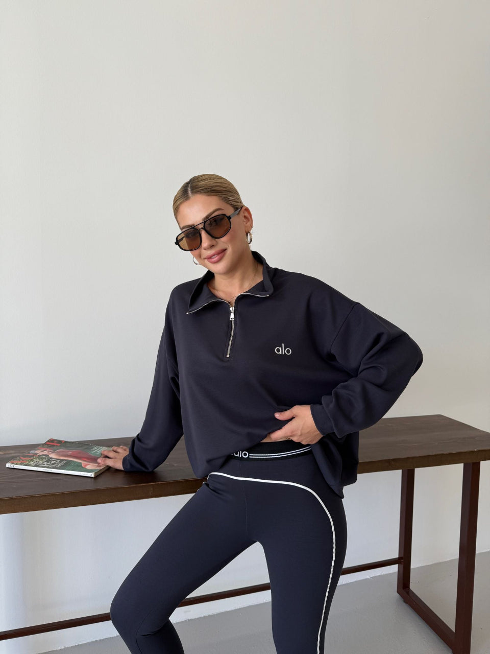 Long Sleeve Zip Top + Matching Tights - Anthracite