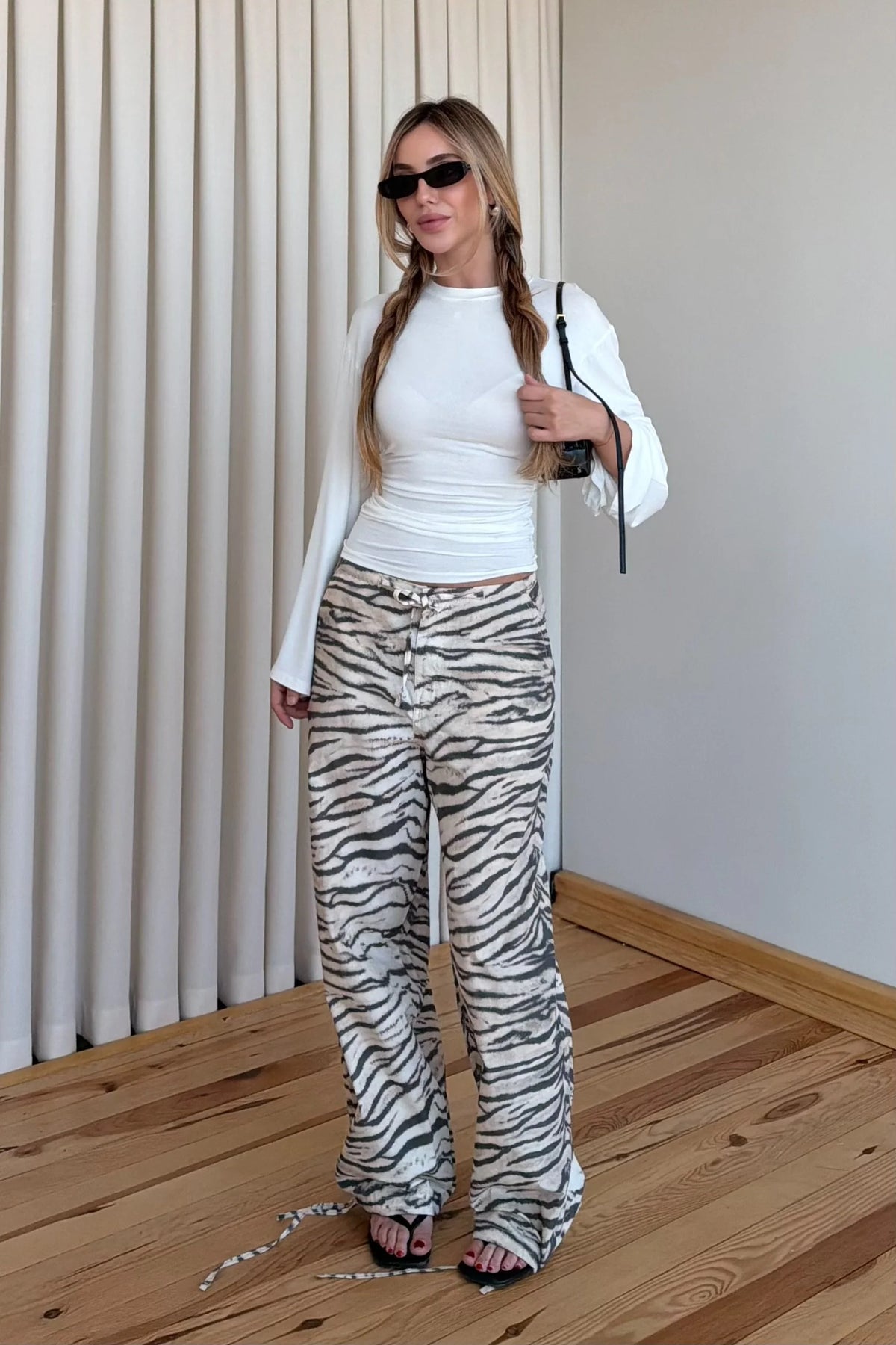 Wild Side Zebra Drawstring Pants