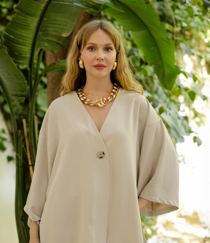 Silky Deep V-Neck Co-Ord Set