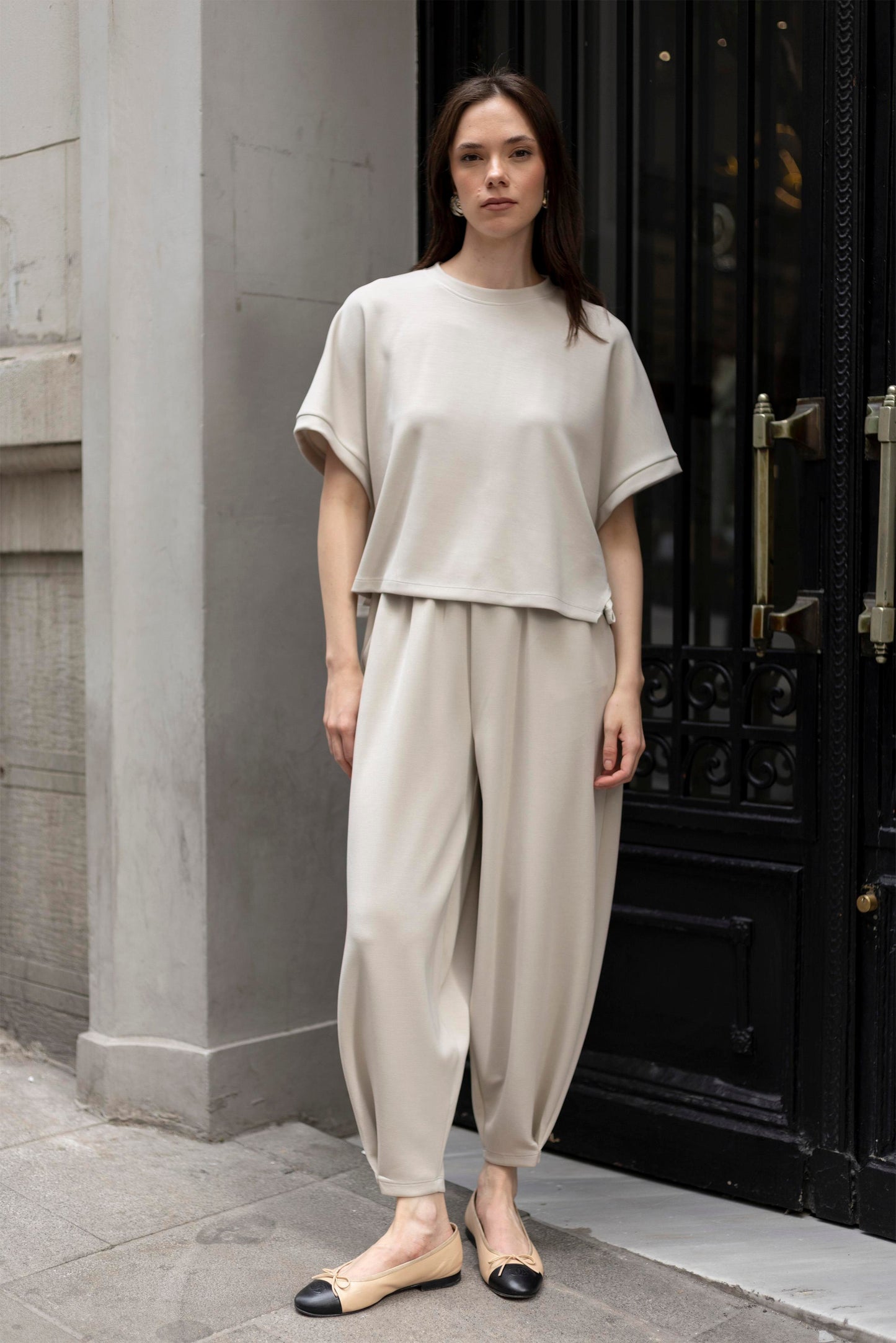 Modal Fabric Hem Detailed Loungewear Comfort Set Stone