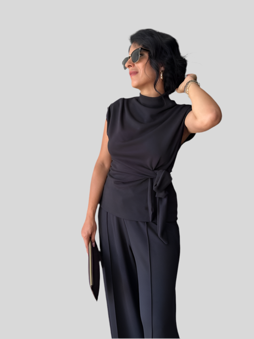Modal High-Neck Drape Set