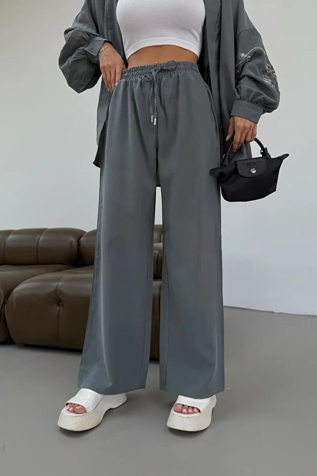 Teal Blossom Beaded Tencel Kimono Set