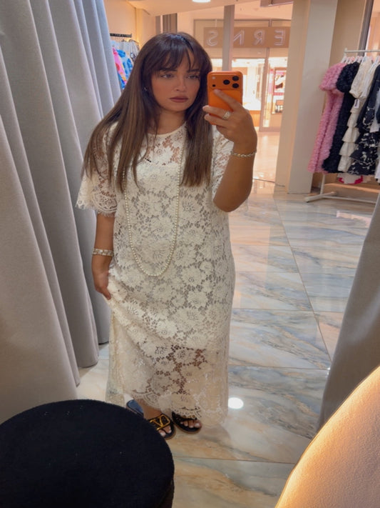 Pearl Lace Dress Cream