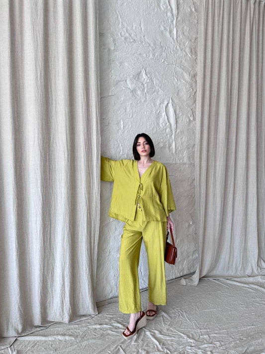 Chartreuse Front Tie Co-ord