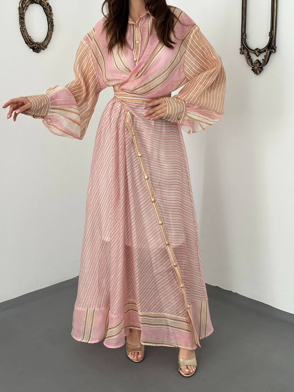 The Solene Stripe Maxi – Pink 10 day delivery time