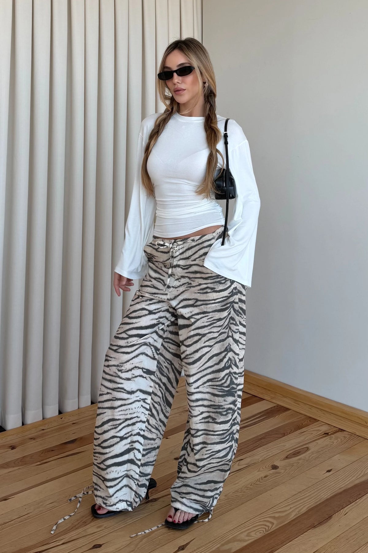 Wild Side Zebra Drawstring Pants