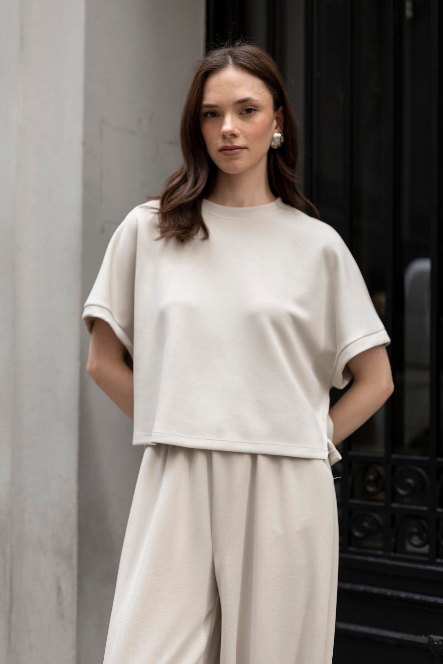 Modal Fabric Hem Detailed Loungewear Comfort Set Stone