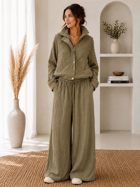 Effortless Textured Lounge Set Olive