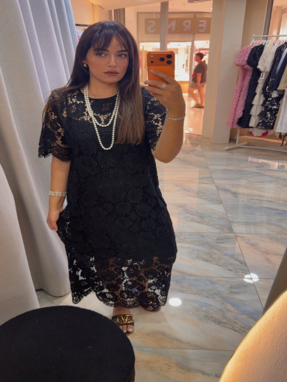 Pearl Lace Dress Black