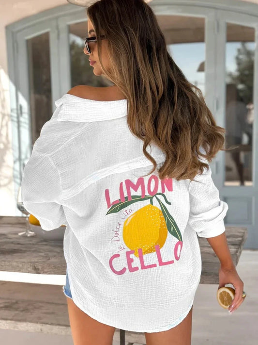 Limon Cello’ La Dolce Vita Printed Shirt – 100% Cotton Muslin