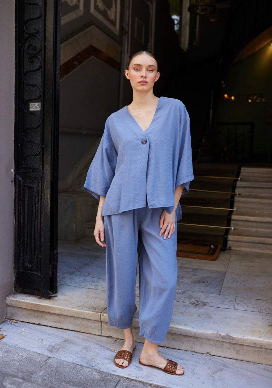 Ciel Luxe Tencel Co-Ord — Single-Button Top & Tapered Pants