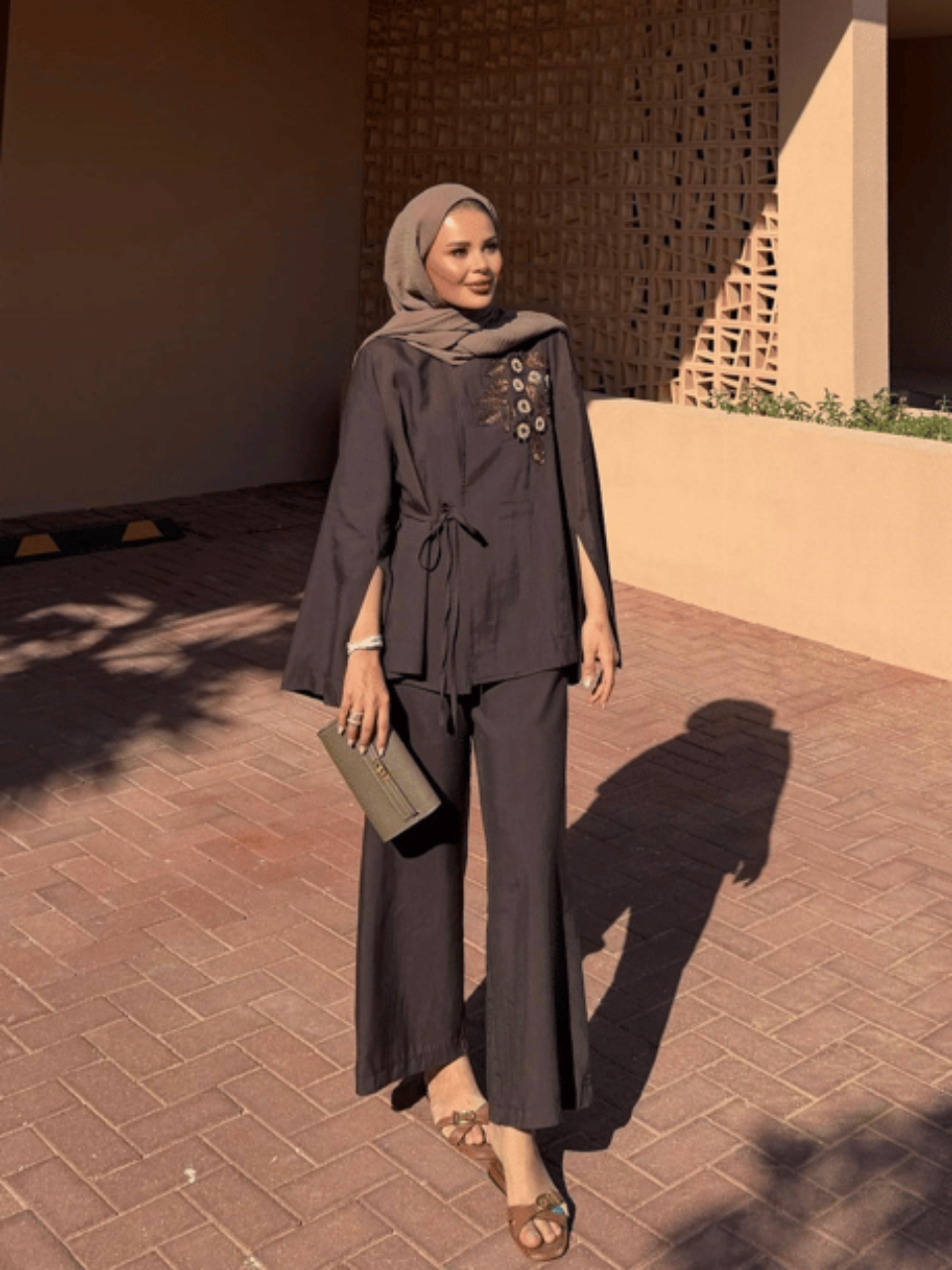 The Sahara Tie-Waist Co-Ord Set Chocolate Brown
