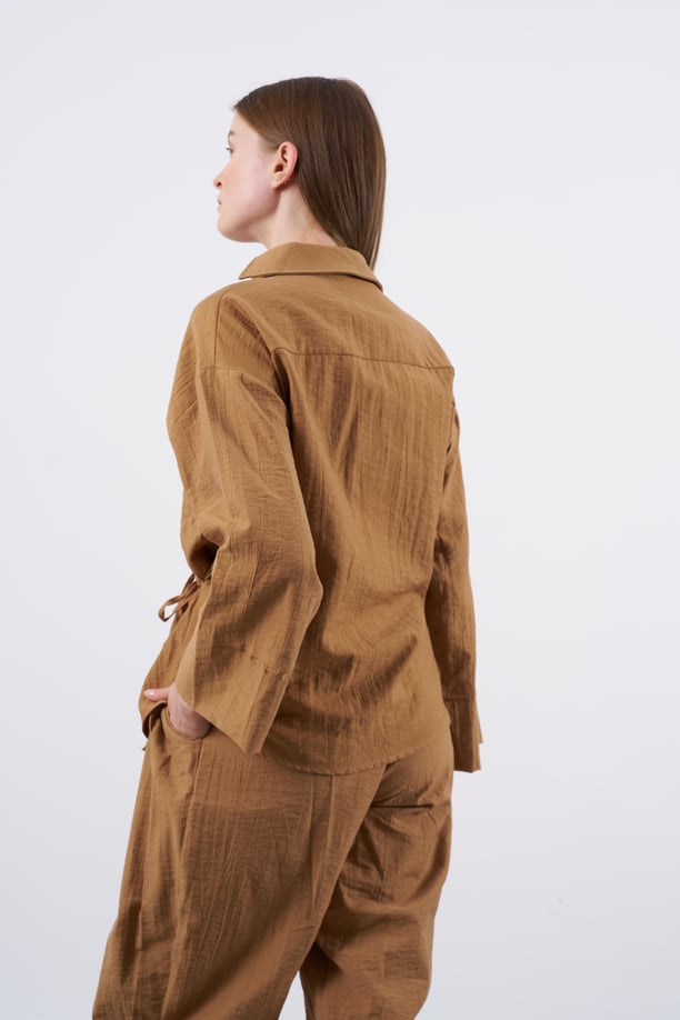 Salvar Style Pants & Kimono Side Tie Set Sandstone