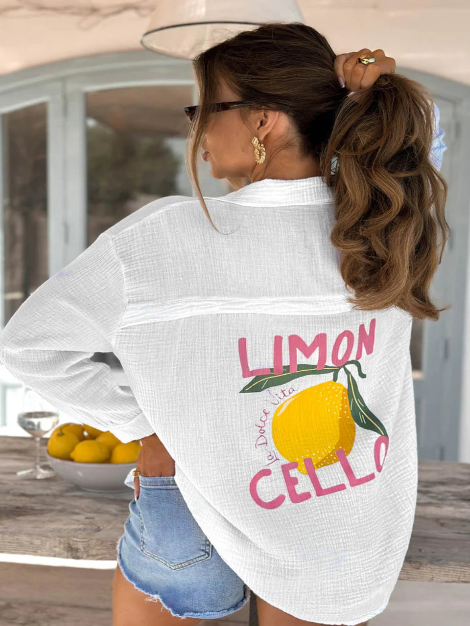 Limon Cello’ La Dolce Vita Printed Shirt – 100% Cotton Muslin