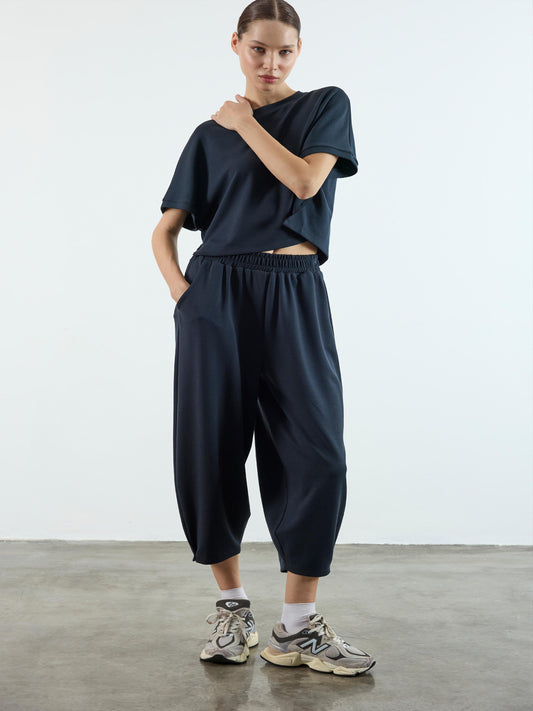 Modal Fabric Hem Detailed Loungewear Comfort Set Navy