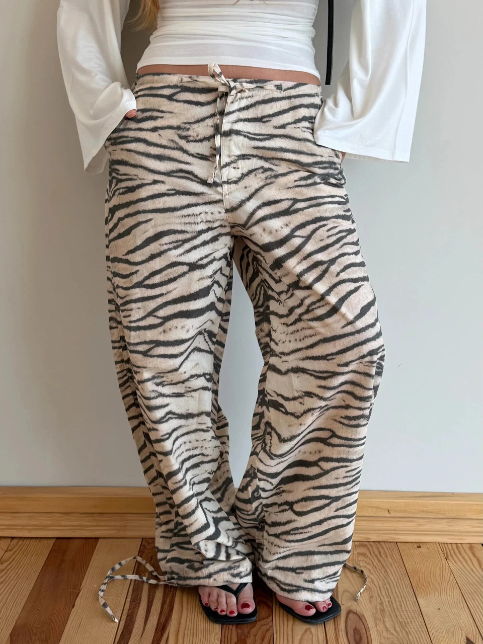 Wild Side Zebra Drawstring Pants